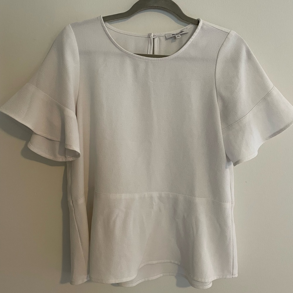 Madewell White Peplum Blouse